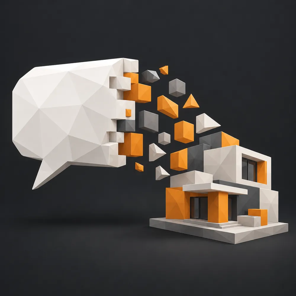 Une bulle de dialogue qui se transforme en objet 3D
