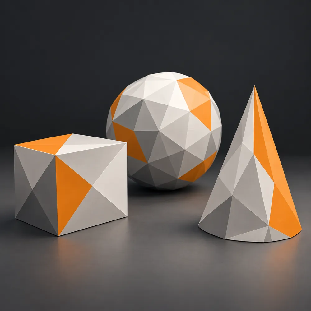 Des volumes simples posés sur une table de travail