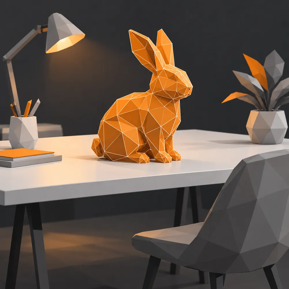 Un objet 3D posé dans une pièce réelle