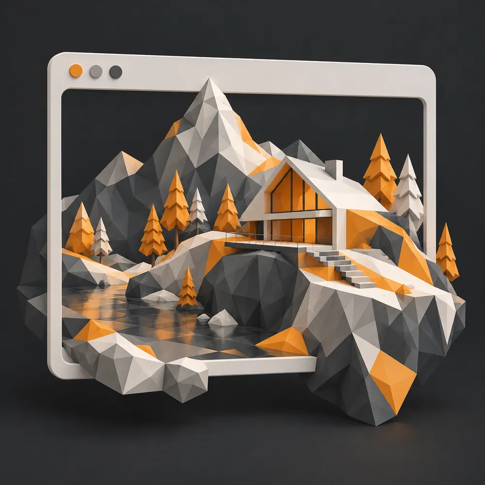 Une fenêtre de navigateur d'où sort une scène 3D